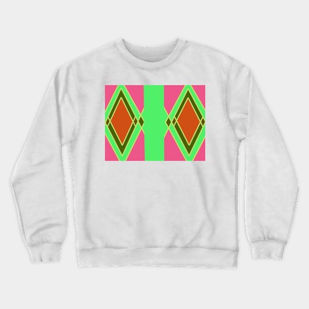 Pink, Green, and Orange Crewneck Sweatshirt by CATiltedArt